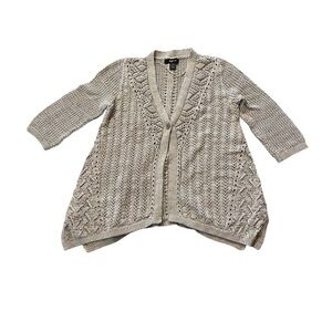 Style & Co. Taupe Open-Front Cardigan